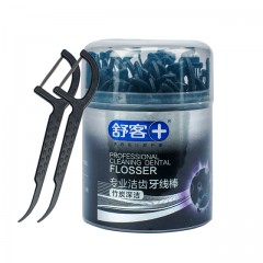 舒客 专效洁齿牙线棒(竹炭深洁)50支/盒*2