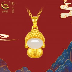 中国黄金  天然和田白玉<无相佛>项链SKSS13152