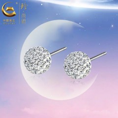 中国黄金  S925银璀璨<魔法水晶球>爆闪耳钉SK8211185