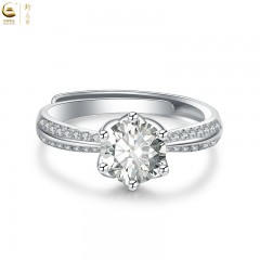 中国黄金  S925银镶一克拉莫桑<半壁江山>戒指-SKSZ14291