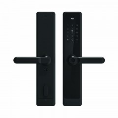 TCL指纹锁智能锁家用防盗门锁密码锁下压式半自动把手款C级锁芯指纹锁K400 【TCL-K400】C级锁芯+AI指纹